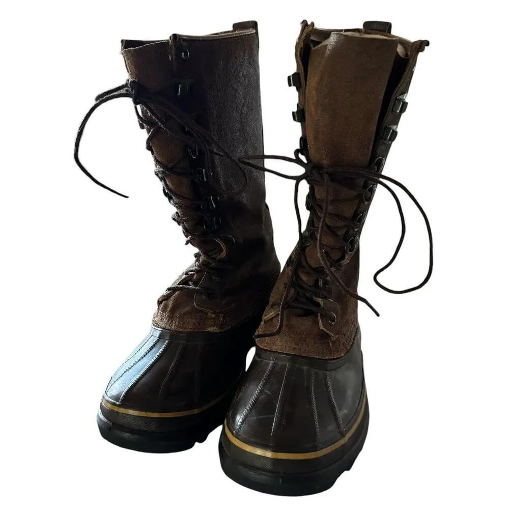 SOREL Mavericks‎ WINTER BOOTS Mens 7 Felt Lined LEATHER & RUBBER Snow CANADA